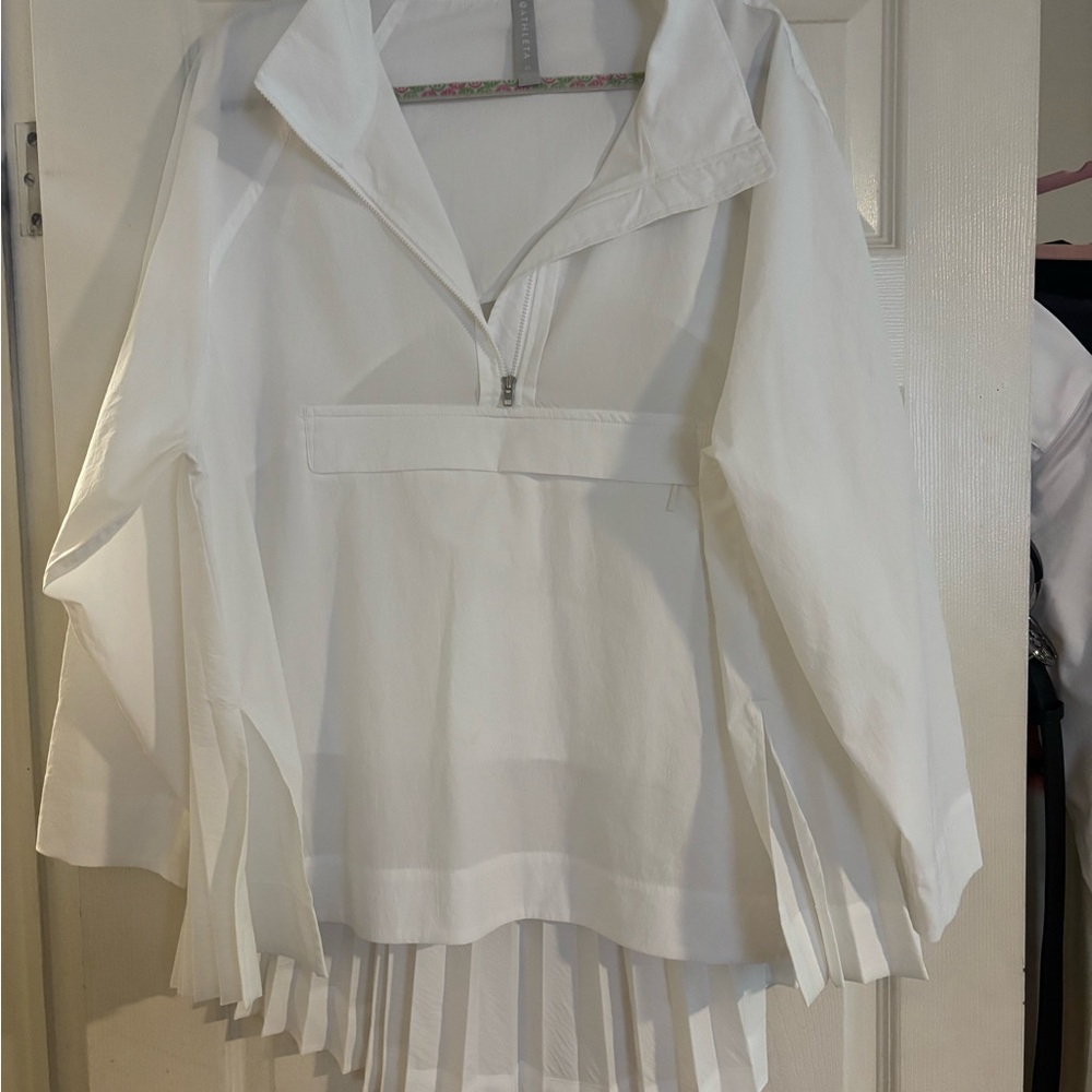 Athleta White Long Sleeve Sailor Collar Blouse